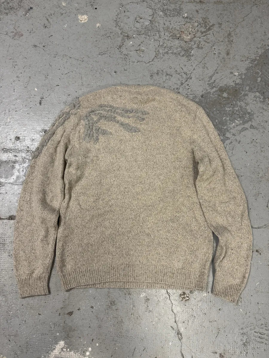AW2019 Emporio Armani Abstract Roots Wool Beige Sweater (L) 6