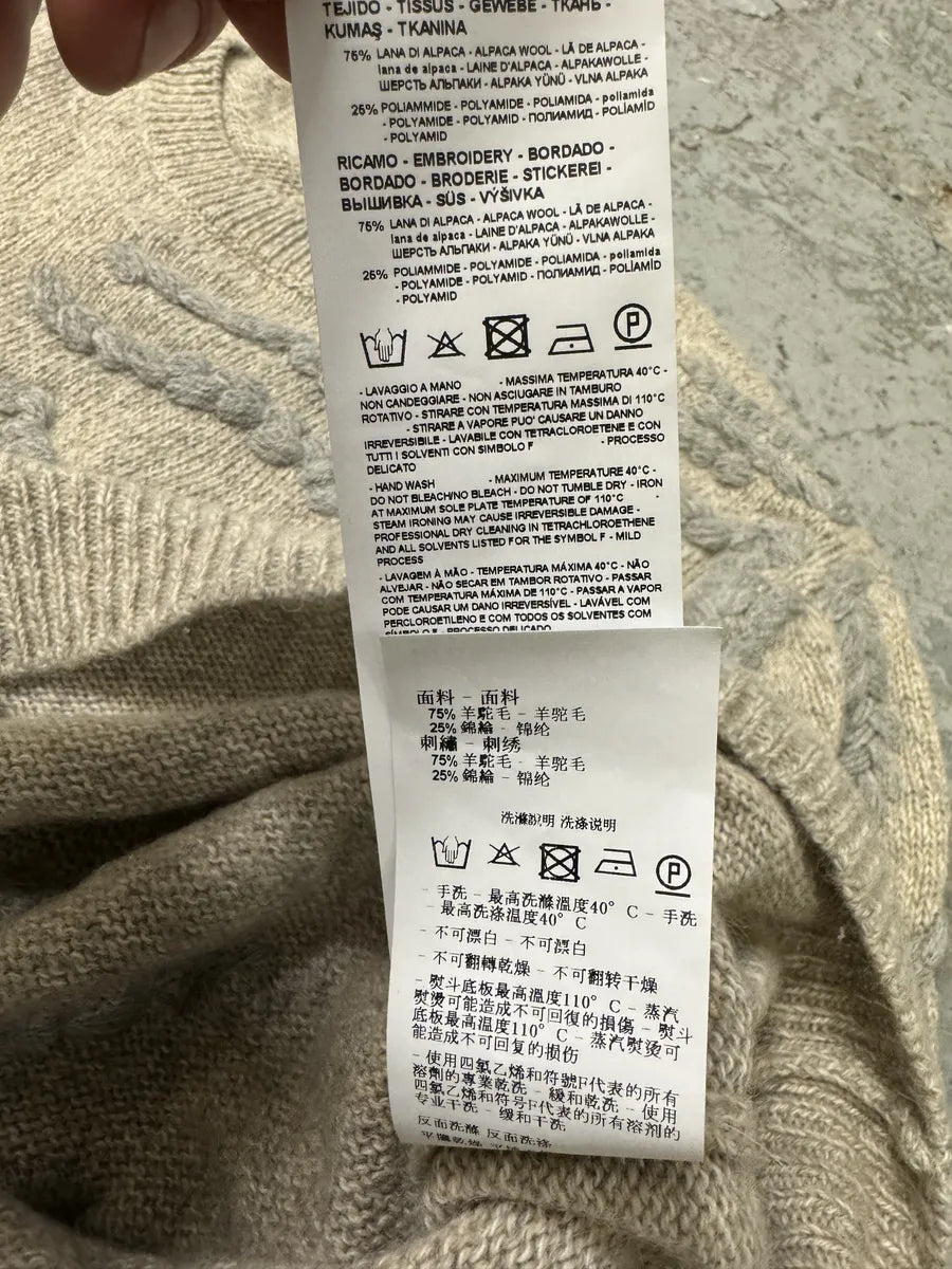 AW2019 Emporio Armani Abstract Roots Wool Beige Sweater (L) 7