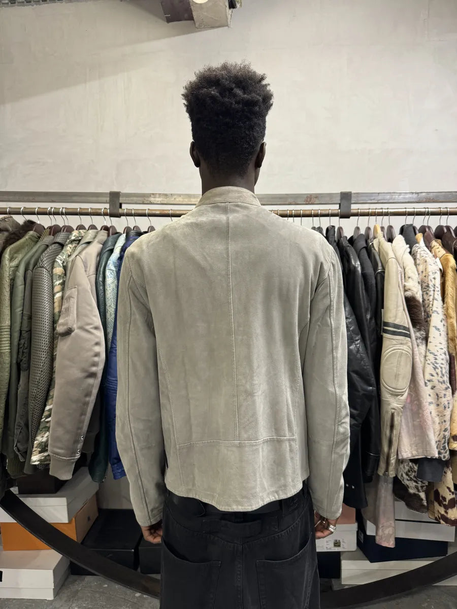 AW2019 Emporio Armani Biker Grey Suede Leather Jacket hcksPeh 2