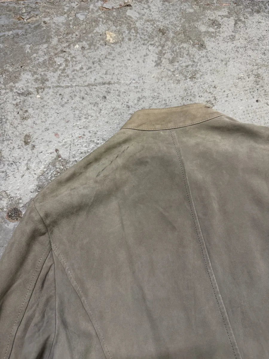 AW2019 Emporio Armani Biker Grey Suede Leather Jacket hcksPeh 6