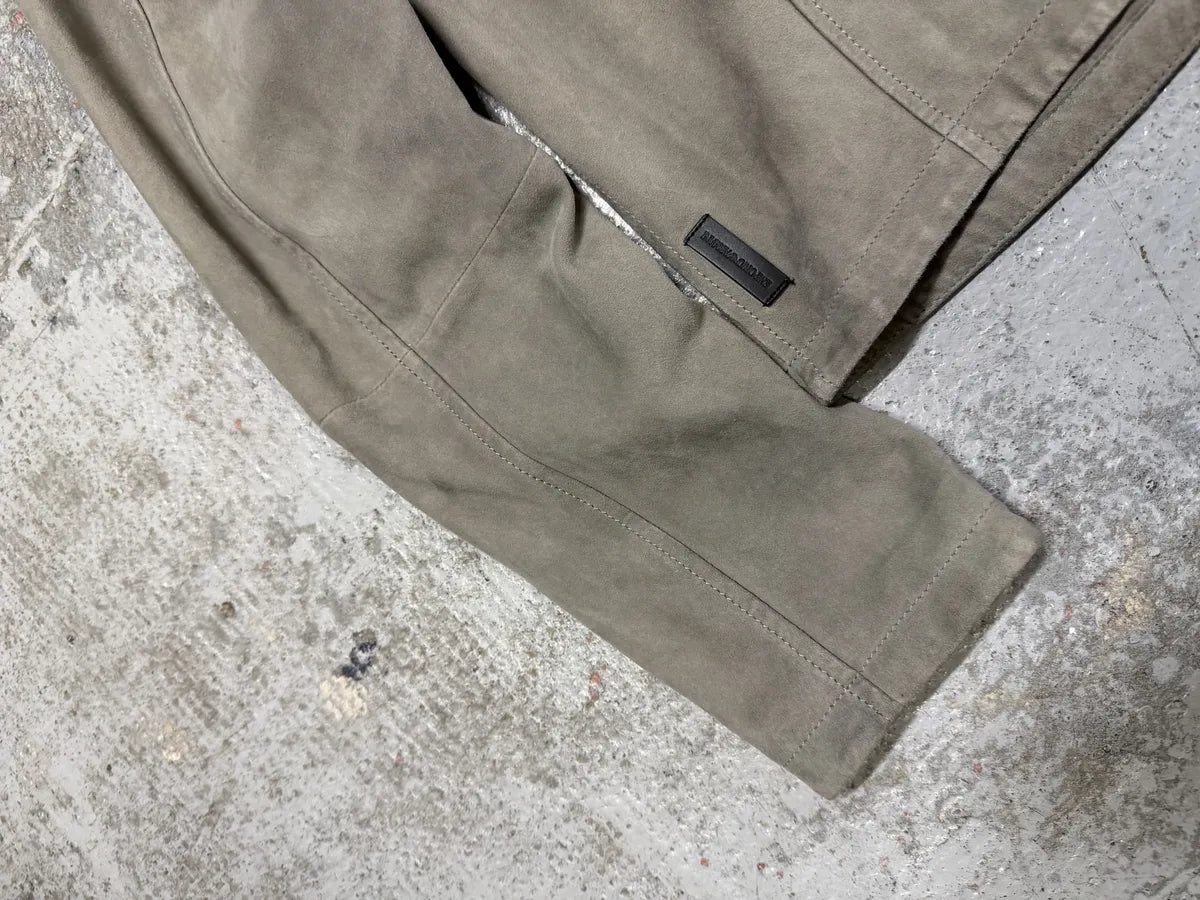 AW2019 Emporio Armani Biker Grey Suede Leather Jacket hcksPeh 7
