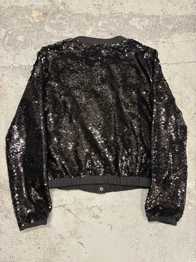 AW2019 Emporio Armani Black Glitters Buttoned Cardigan qIvfKZu 5