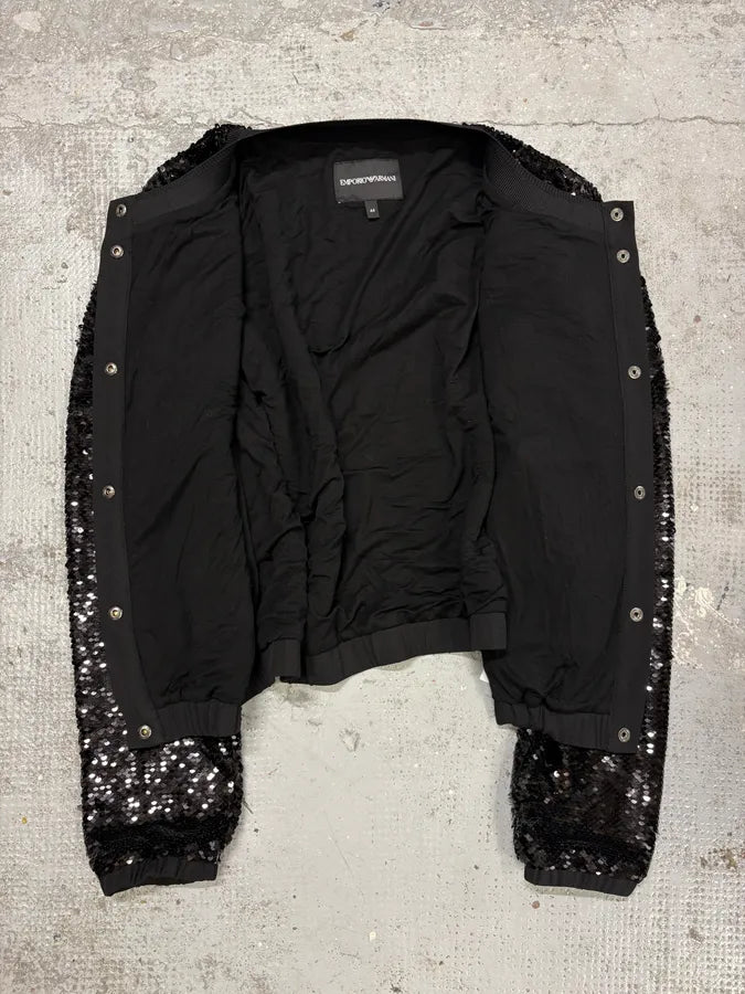 AW2019 Emporio Armani Black Glitters Buttoned Cardigan qIvfKZu 6