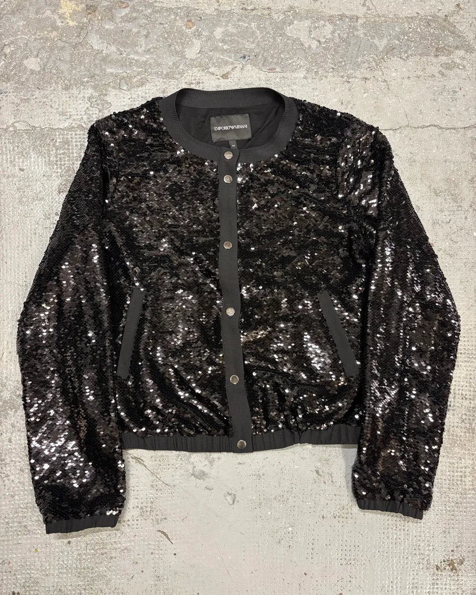 AW2019 Emporio Armani Black Glitters Buttoned Cardigan qIvfKZu 0