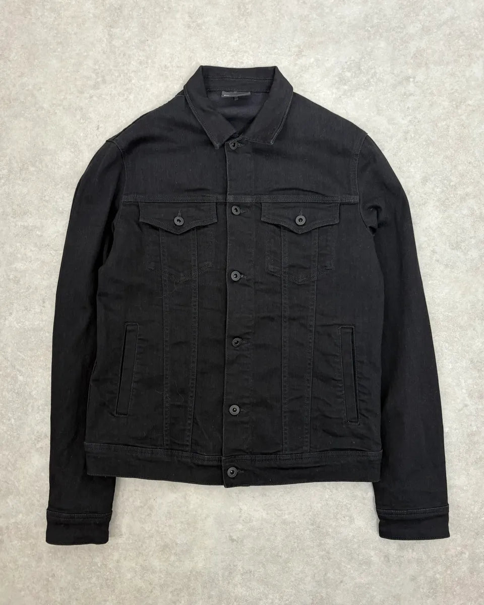 AW2019 Emporio Armani Black Obscure Denim Trucker Jacket QlzRHFC 0