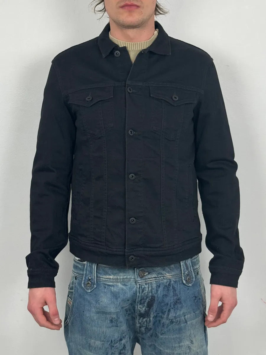 AW2019 Emporio Armani Black Obscure Denim Trucker Jacket QlzRHFC 1