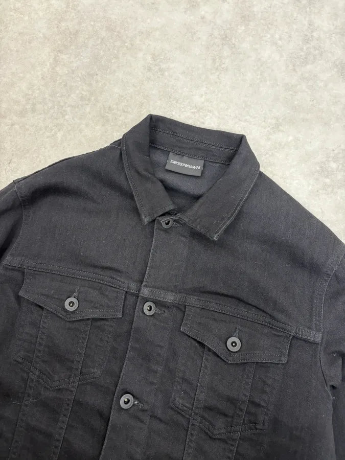 AW2019 Emporio Armani Black Obscure Denim Trucker Jacket QlzRHFC 2