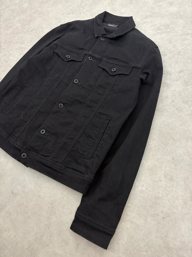 AW2019 Emporio Armani Black Obscure Denim Trucker Jacket QlzRHFC 4