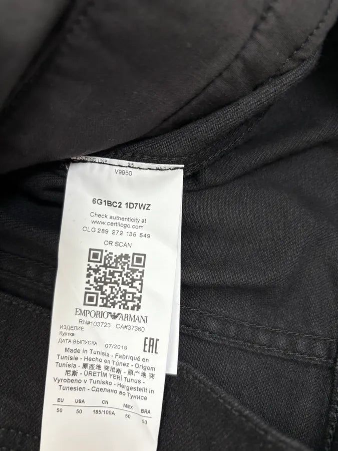 AW2019 Emporio Armani Black Obscure Denim Trucker Jacket QlzRHFC 7