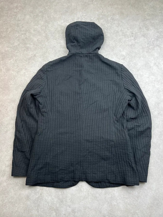 AW2019 Emporio Armani Black Waffle Hooded Light Jacket ifGxoSP 6
