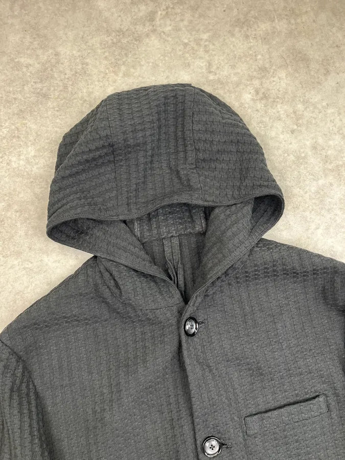 AW2019 Emporio Armani Black Waffle Hooded Light Jacket ifGxoSP 5