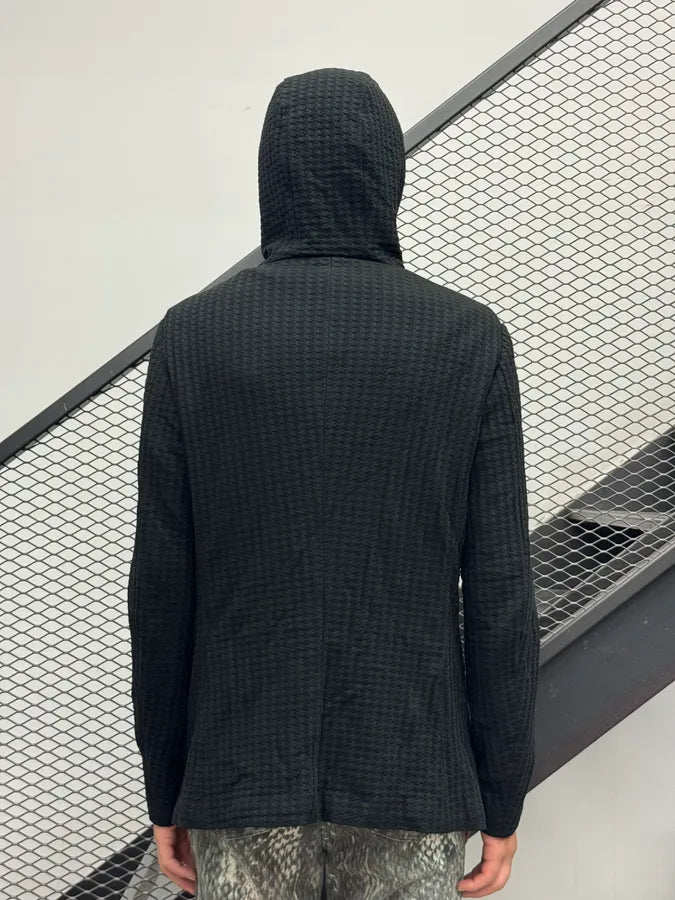 AW2019 Emporio Armani Black Waffle Hooded Light Jacket ifGxoSP 2