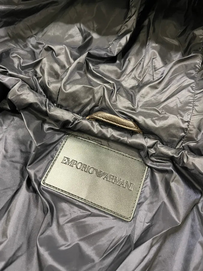 AW2019 Emporio Armani Grey Leather Lines Hooded Jacket xYGYUHA 10