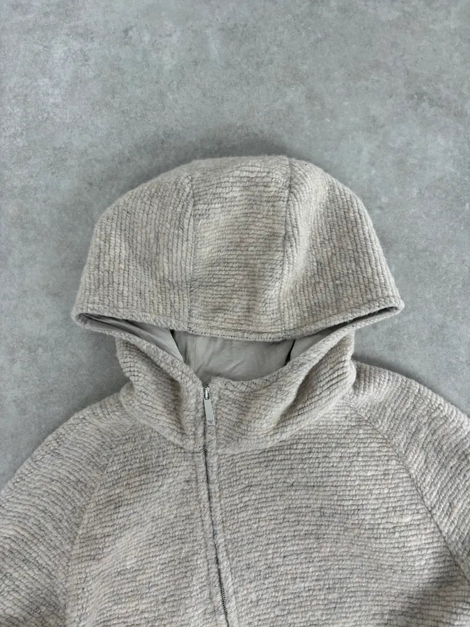 AW2019 Emporio Armani Hooded Grey Knit Zip-up Sweater YEBjcdb 3