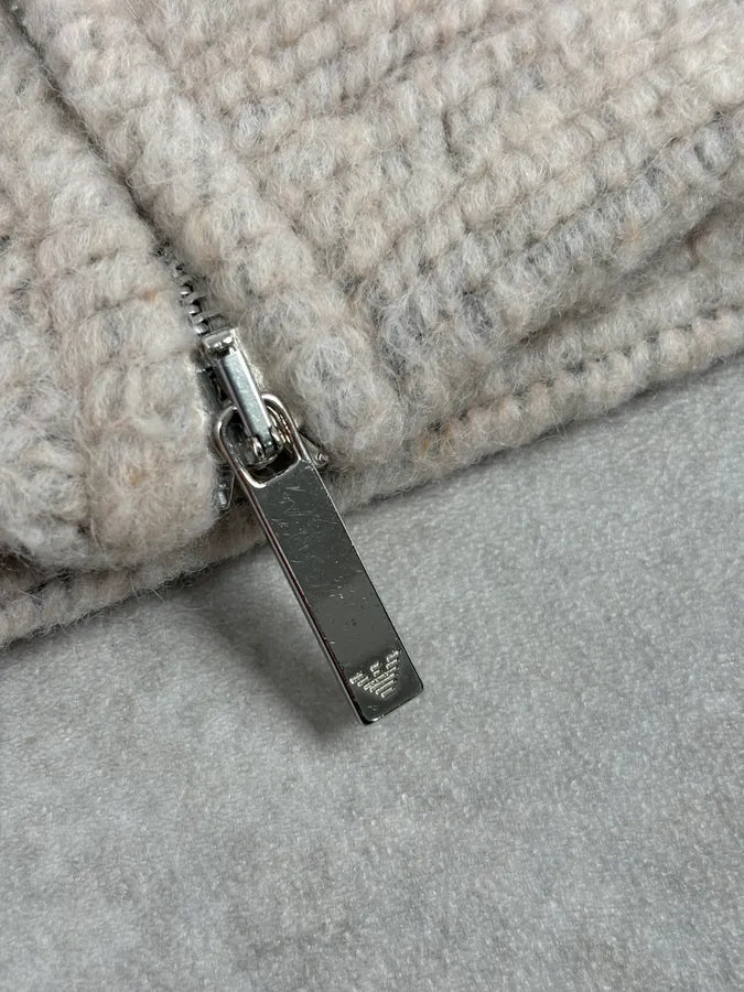 AW2019 Emporio Armani Hooded Grey Knit Zip-up Sweater YEBjcdb 10