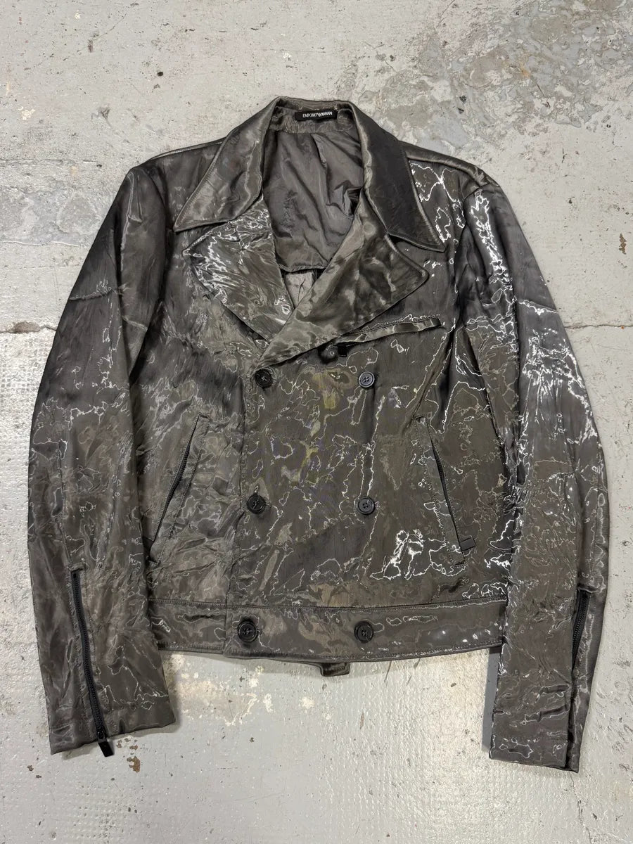 AW2019 Emporio Armani Metallic Black Buttoned Jacket kCDWKPU 0