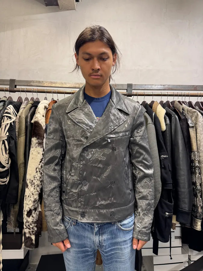 AW2019 Emporio Armani Metallic Grey Buttoned Jacket kCDWKPU 1