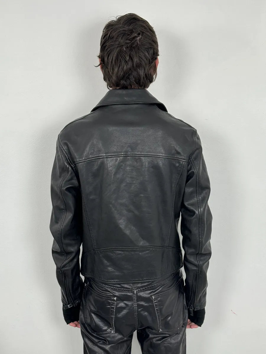 AW2019 Emporio Armani Perfecto Grey Leather Jacket fPXqyyS 1