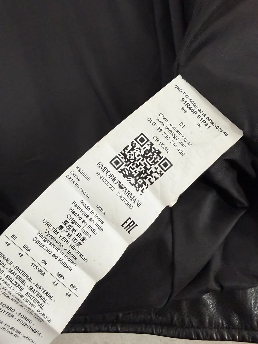 AW2019 Emporio Armani Perfecto Grey Leather Jacket fPXqyyS 6