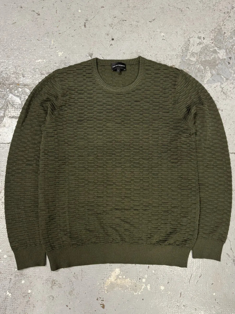 AW2019 Emporio Armani Pleats Khaki Green Sweater MHyBagC 0