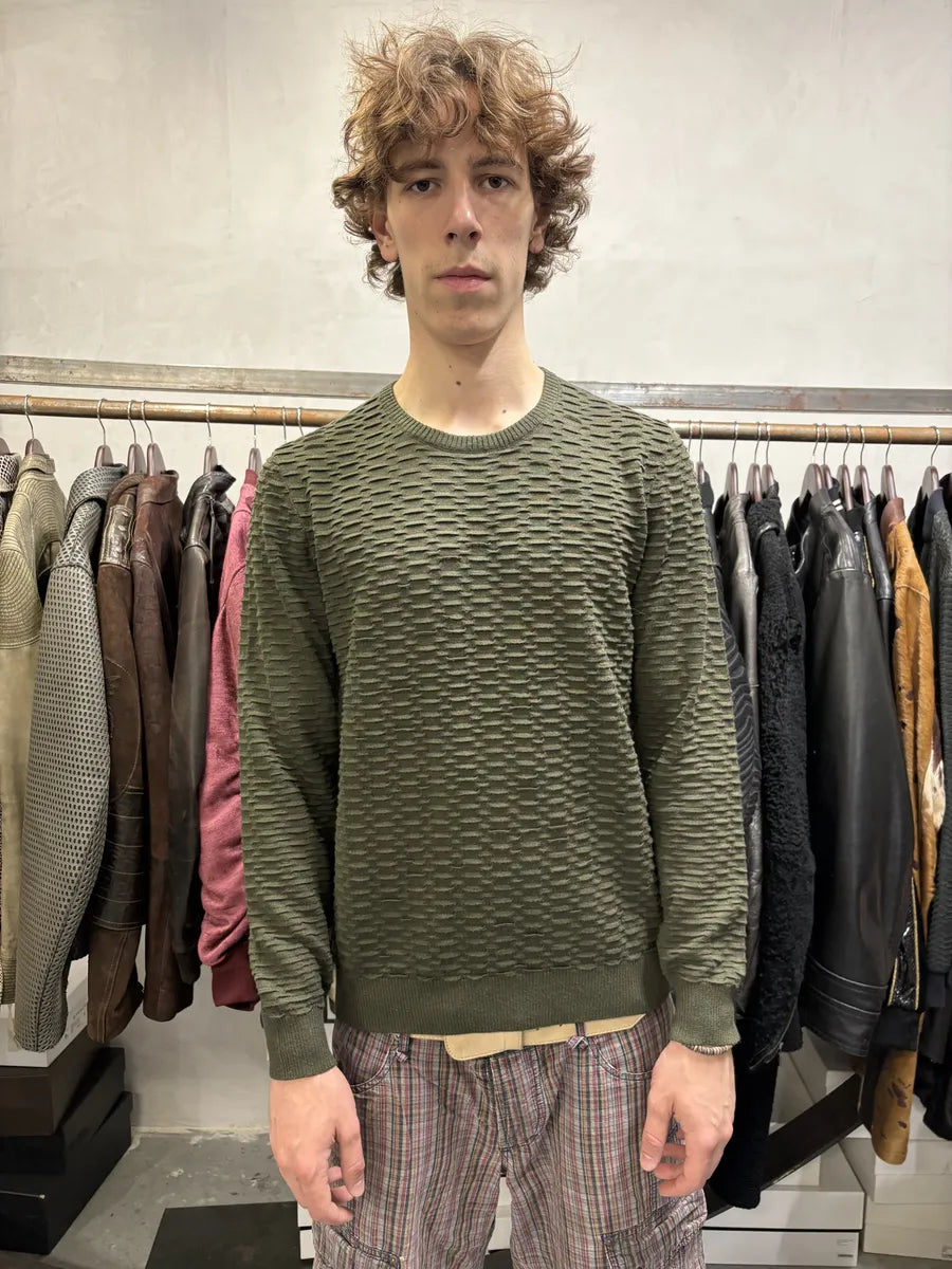 AW2019 Emporio Armani Pleats Khaki Green Sweater MHyBagC 2