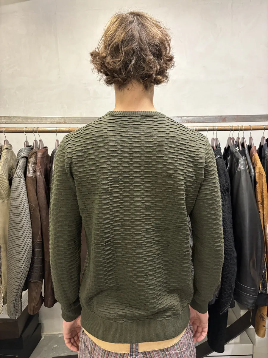 AW2019 Emporio Armani Pleats Khaki Green Sweater MHyBagC 3