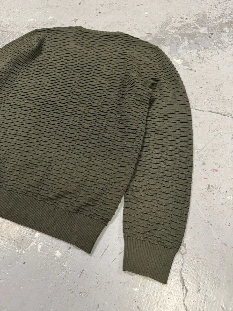 AW2019 Emporio Armani Pleats Khaki Green Sweater MHyBagC 4