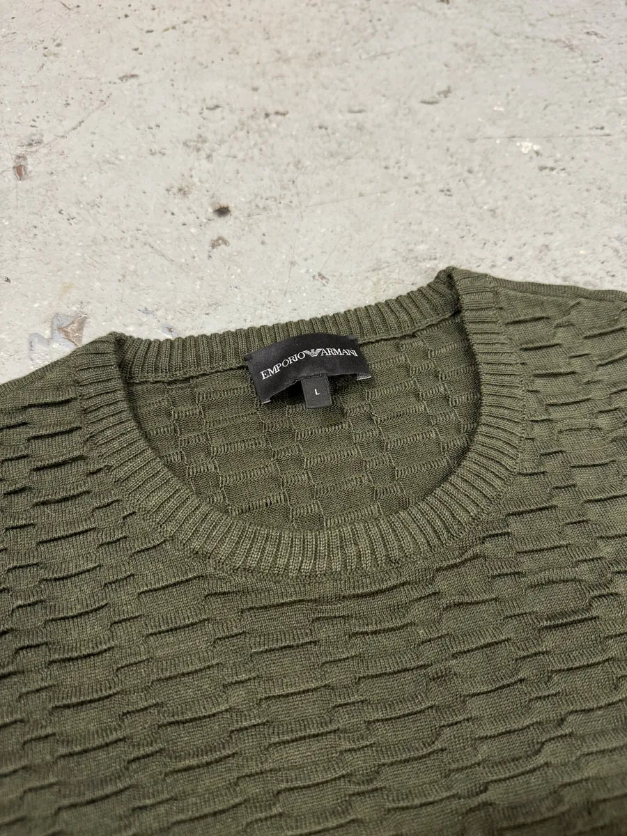 AW2019 Emporio Armani Pleats Khaki Green Sweater MHyBagC 6