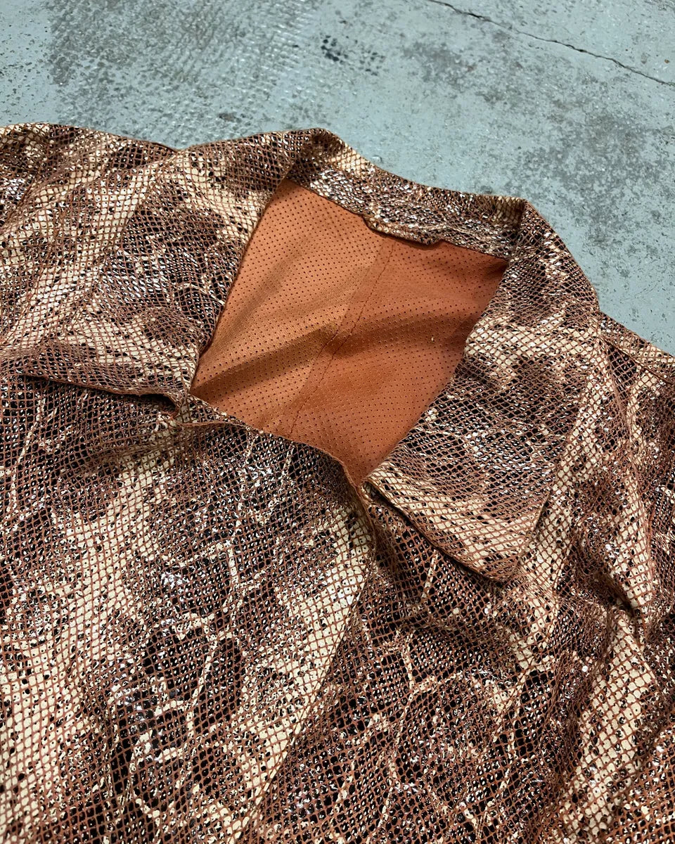 AW2019 Emporio Armani Snakeskin Effect Pink Leather Jacket JVaHcWy 4