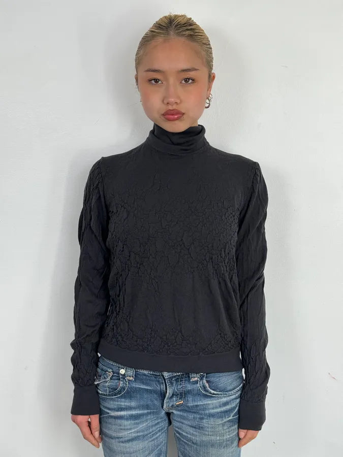 AW2019 Giorgio Armani Grey Crumbled Wool Turtleneck DIfBaWb 1