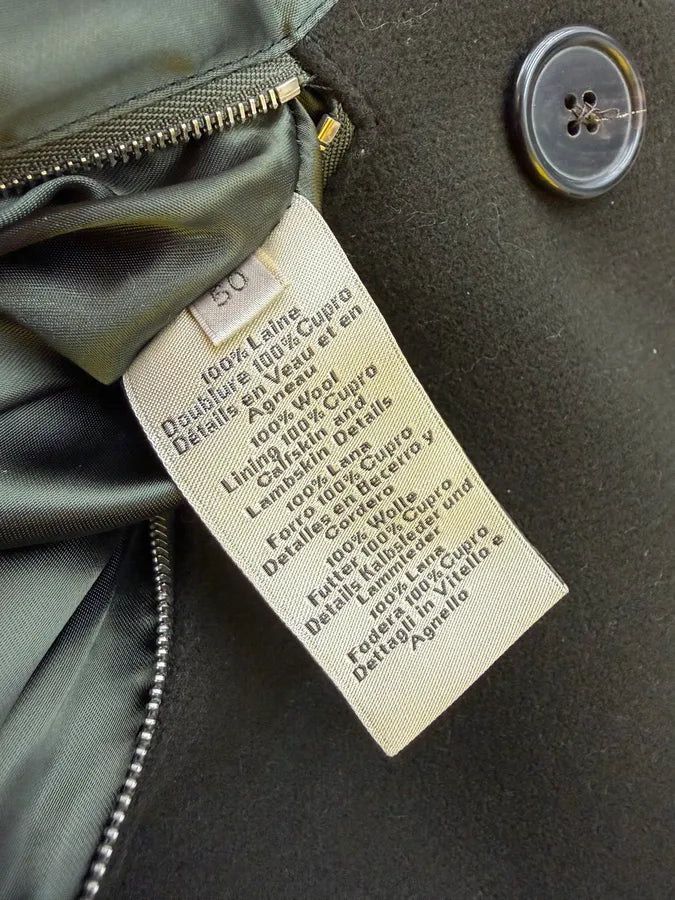 AW2019 Hermès Forest Green Wool & Black Leather Caban Jacket oGVUInh 12