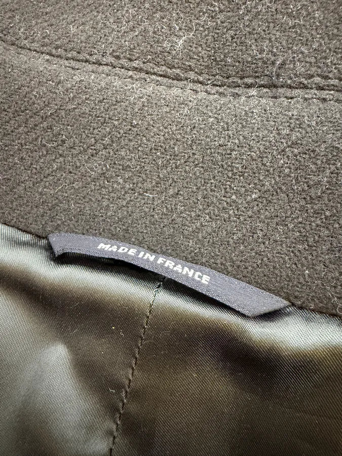 AW2019 Hermès Forest Green Wool & Black Leather Caban Jacket oGVUInh 13
