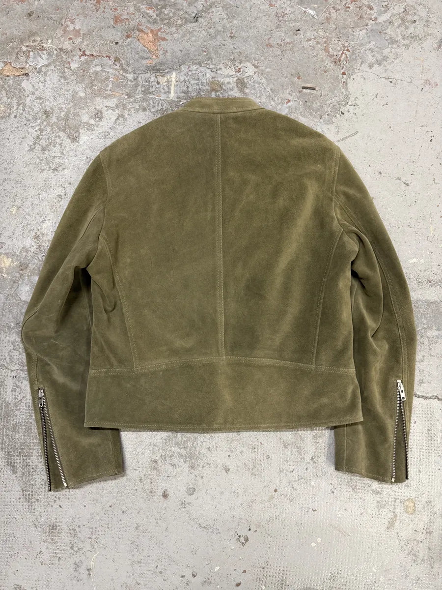AW2019 Maison Margiela 5-Zip Biker Green Suede Leather Jacket qoBOlCT 1