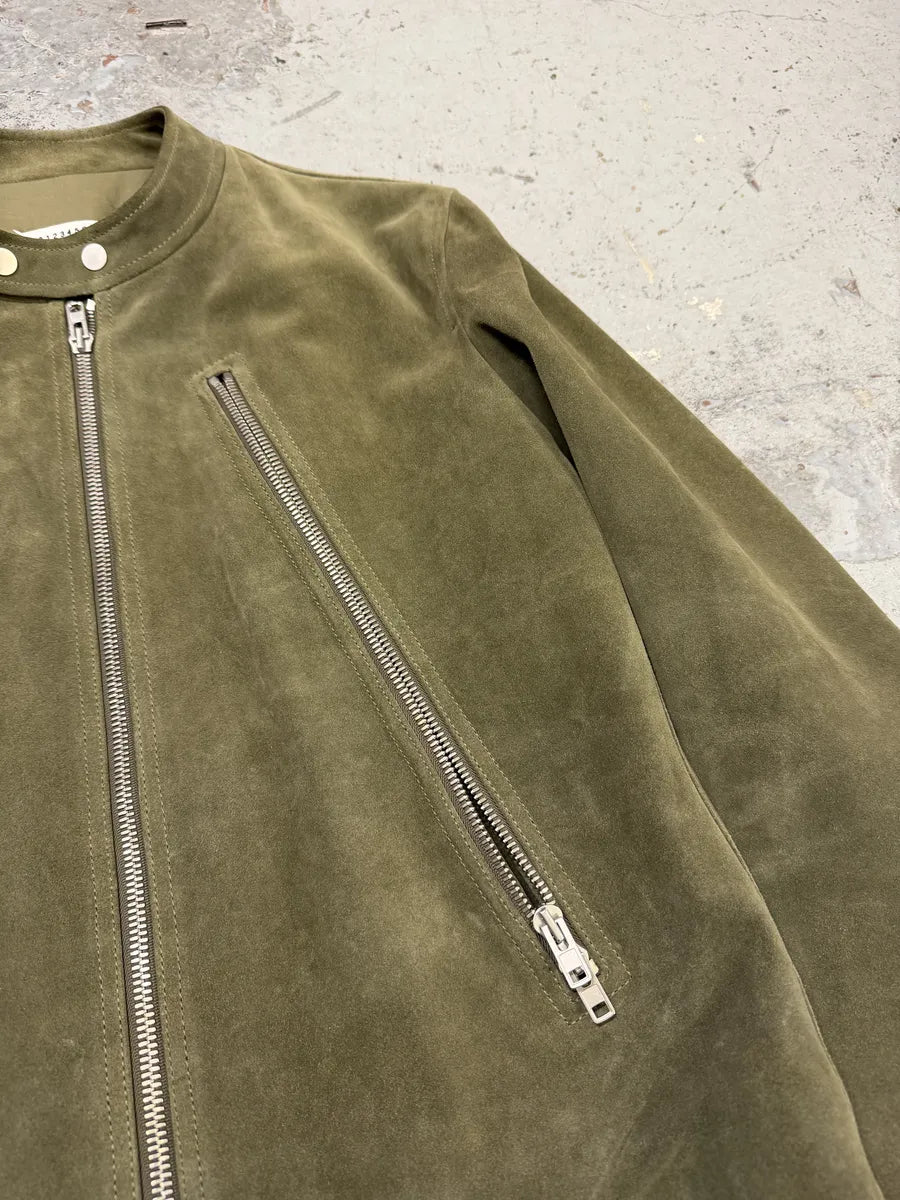 AW2019 Maison Margiela 5-Zip Biker Green Suede Leather Jacket qoBOlCT 12