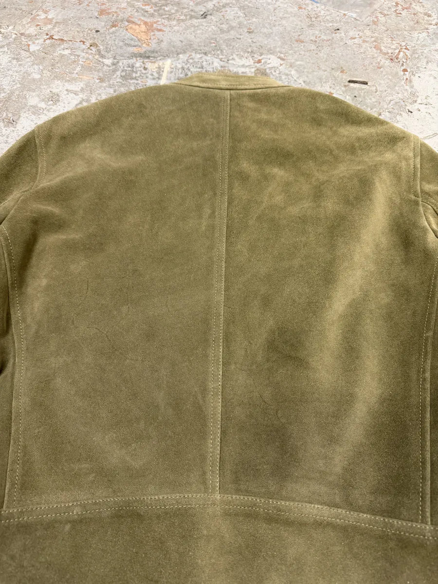 AW2019 Maison Margiela 5-Zip Biker Green Suede Leather Jacket qoBOlCT 13