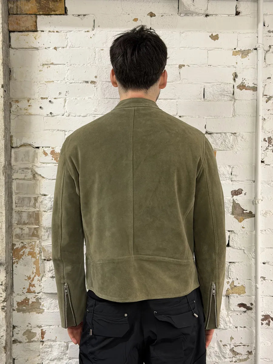 AW2019 Maison Margiela 5-Zip Biker Green Suede Leather Jacket qoBOlCT 3