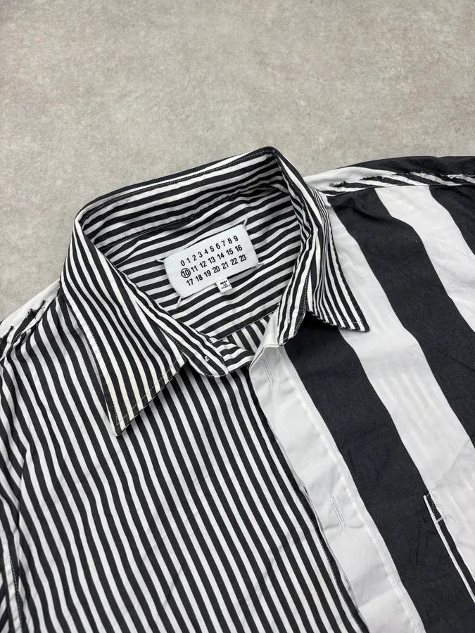 AW2019 Maison Margiela Black & White Deconstructed Striped Shirt yQGkWJj 4
