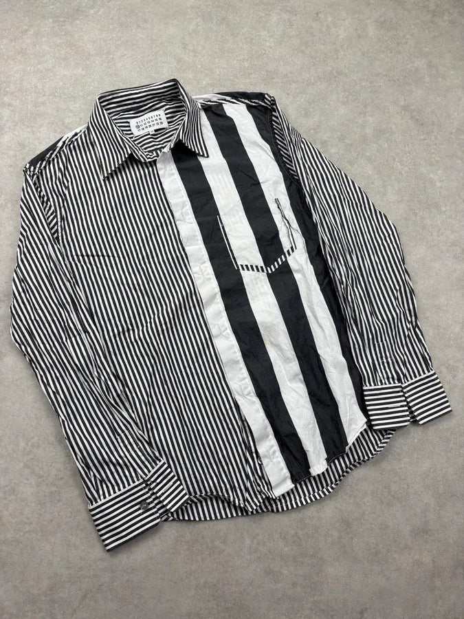 AW2019 Maison Margiela Black & White Deconstructed Striped Shirt yQGkWJj 3