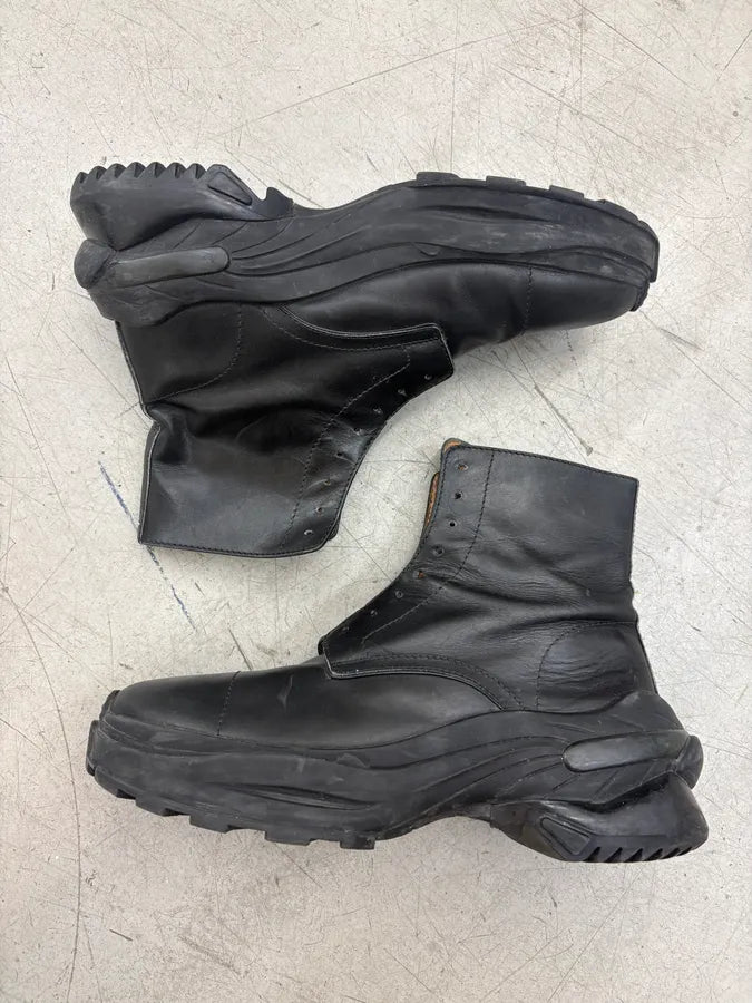 AW2019 Maison Margiela Black Chunky Combat Leather Boots NvcWUtJ 3