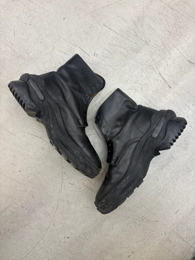 AW2019 Maison Margiela Black Chunky Combat Leather Boots NvcWUtJ 4