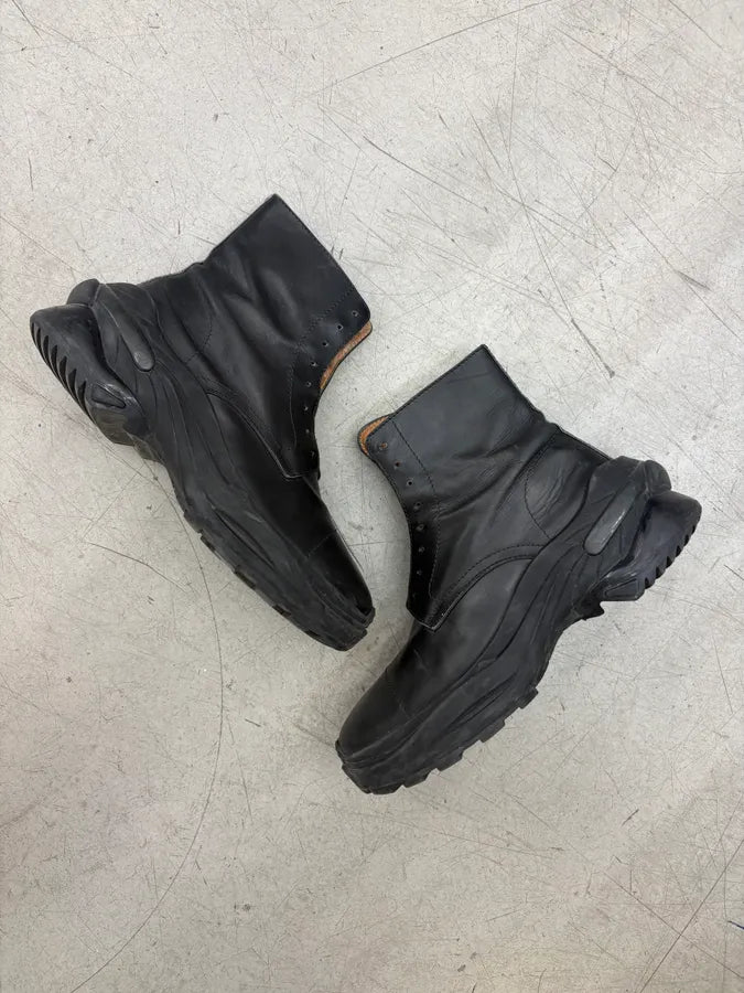 AW2019 Maison Margiela Black Chunky Combat Leather Boots NvcWUtJ 5