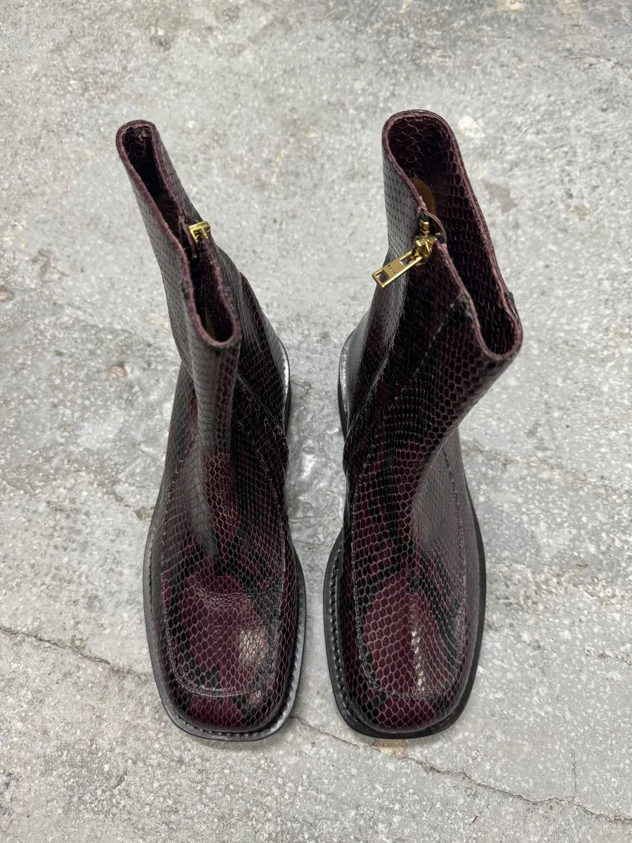 AW2019 Marni Purple & Black Python Leather Boots (37eu/us5) 2
