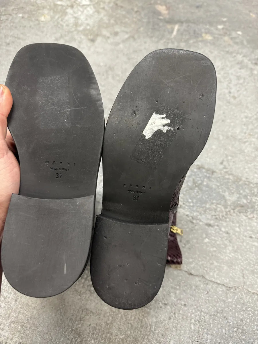 AW2019 Marni Purple & Black Python Leather Boots (37eu/us5) 4