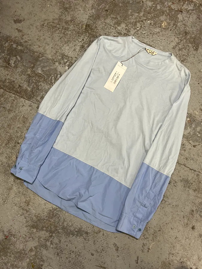 AW2019 Marni Two Tone Blue Longsleeves Shirt OxAuEWN 3