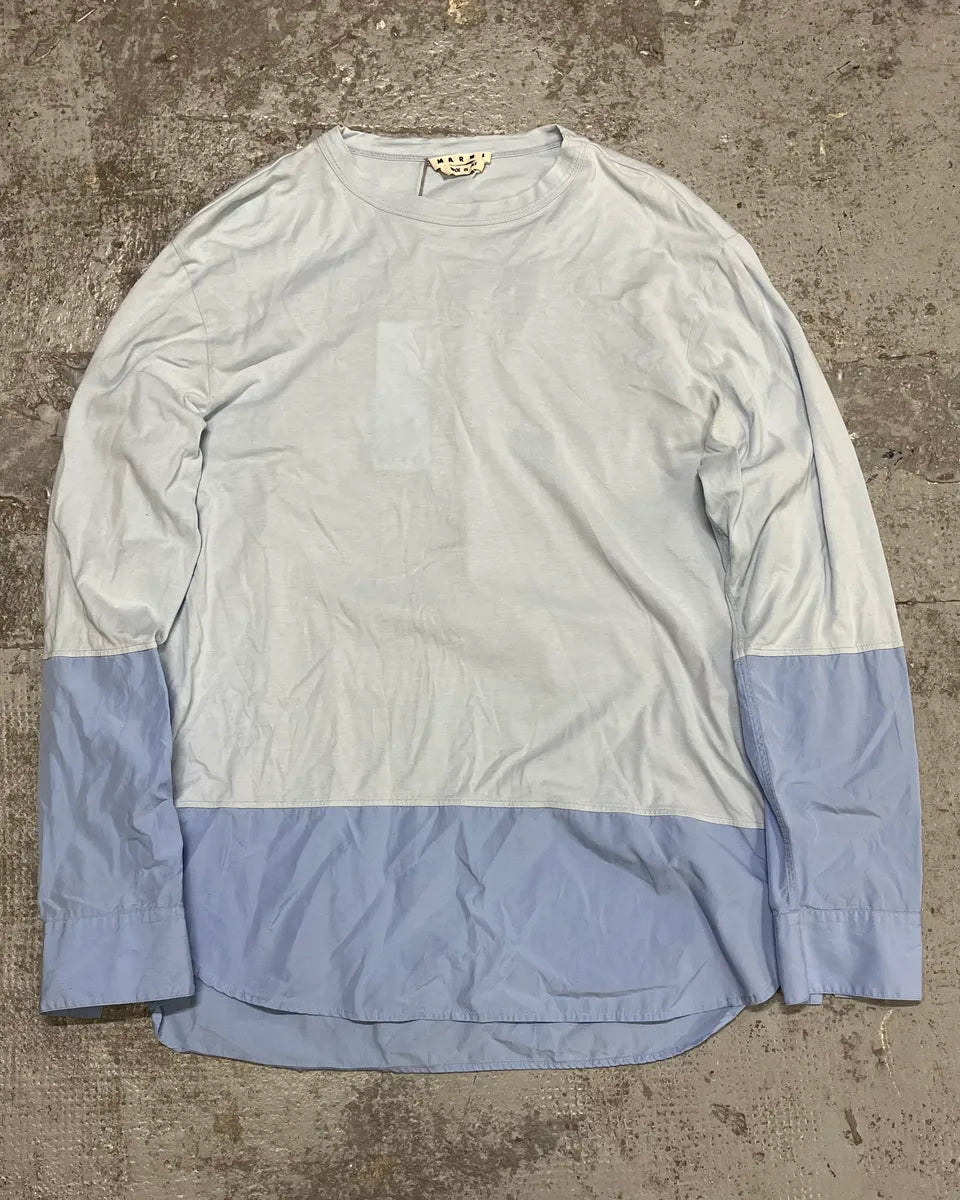 AW2019 Marni Two Tone Blue Longsleeves Shirt OxAuEWN 2