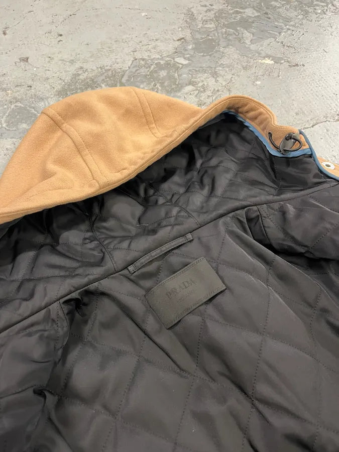 AW2019 Prada Beige Hooded Classy Jacket QRjtDJo 9
