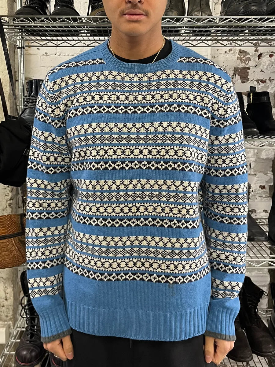 AW2019 Prada Blue Contemporary Wool Sweater HYlFqki 1