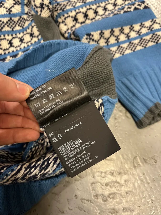 AW2019 Prada Blue Contemporary Wool Sweater HYlFqki 10