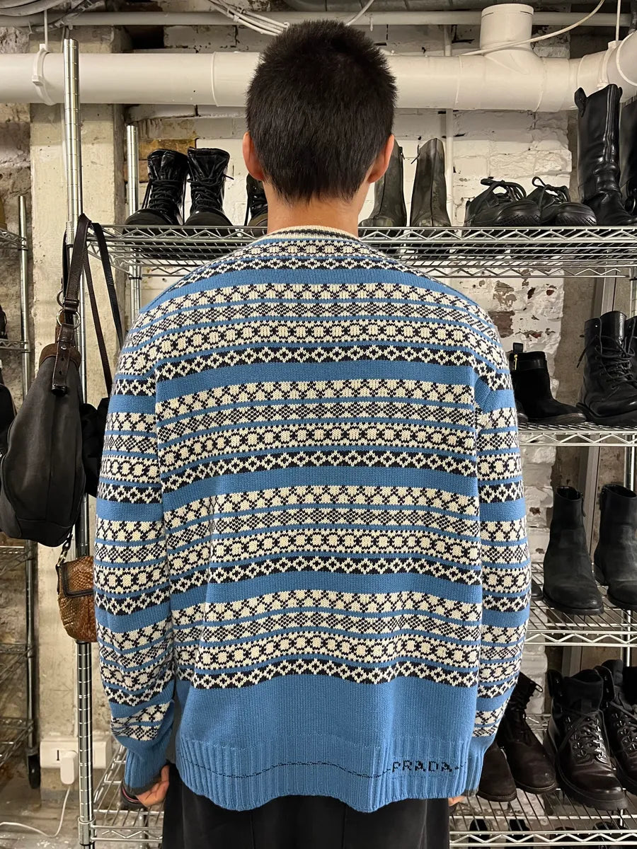 AW2019 Prada Blue Contemporary Wool Sweater HYlFqki 2