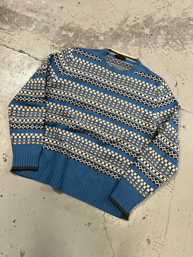 AW2019 Prada Blue Contemporary Wool Sweater HYlFqki 3